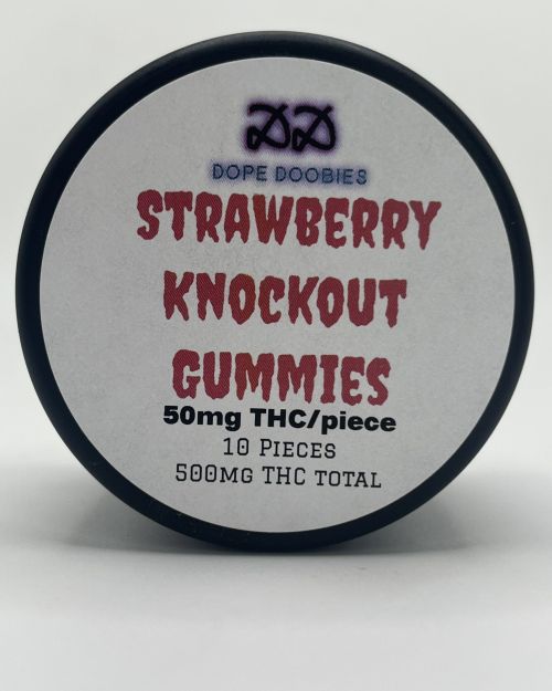 Dope Doobies -Strawberry Knockout Gummies – 500 MG THC
