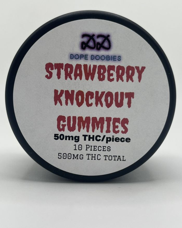 Dope Doobies -Strawberry Knockout Gummies – 500 MG THC